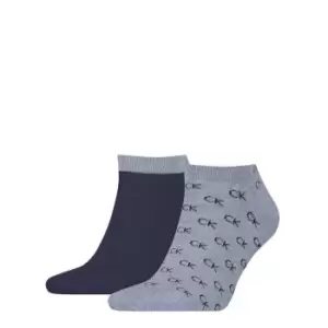 Image of Calvin Klein Print 2P Sneaker Socks 2 Pack - Blue
