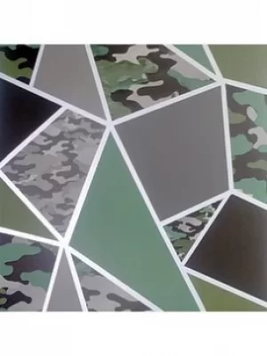 Image of Arthouse Camo Fragments Green Wallpaper