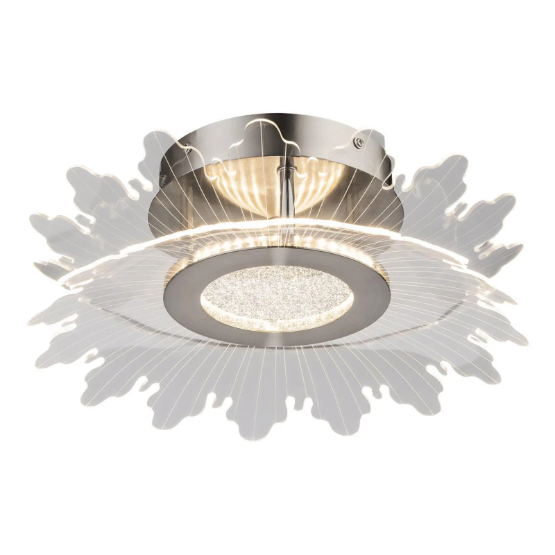 Image of Firstlight LED Trinity Flower Flush Ceiling Light 3000K Transparent Acrylic in Brushed Steel