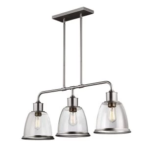 Image of 3 Light Ceiling Island Chandelier Pendant Bar Light Satin Nickel, E27