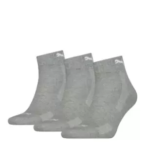 Image of Puma 3 Pack Cushion Quarter Length Socks - Grey