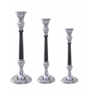 Image of Silver Finish Set of Three Candlesticks - Homescapes