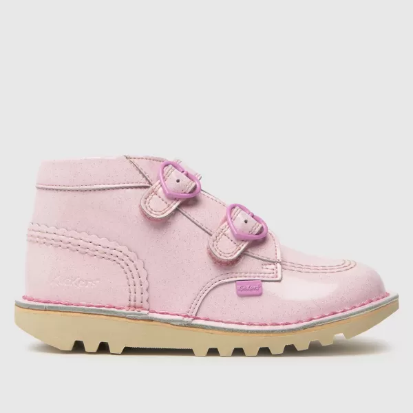Image of Kickers pale pink kick hi velcro love Girls Toddler Boots
