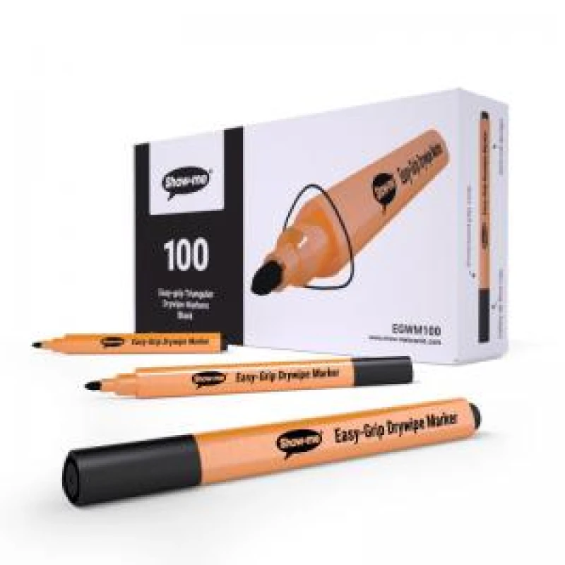 Image of Show-me Triangular Whiteboard Pens Black (Box 100) - EGWM100