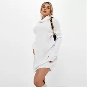 Image of Missguided Roll Neck Knit Mini Dress - White