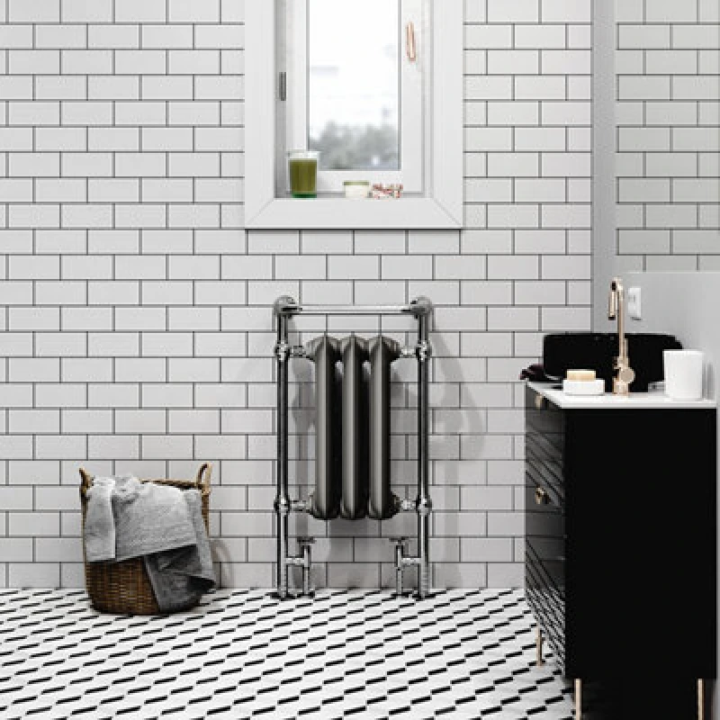 Image of Terma Plain Raw Metal Chrome Effect Gas Towel Warmer (W)490mm X (H)940mm