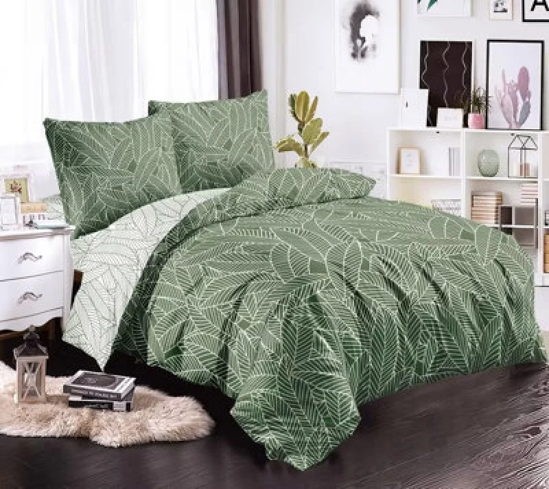 Image of Ezysleep Ezysleep Leaf Print Printed Duvet Cover Set in Green Size: Double Green Double Unisex 0753775273390