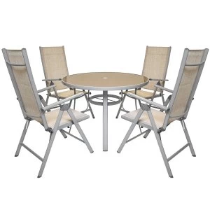 Image of Charles Bentley 4-Seater Round Mesh Garden Furniture Set - Champagne
