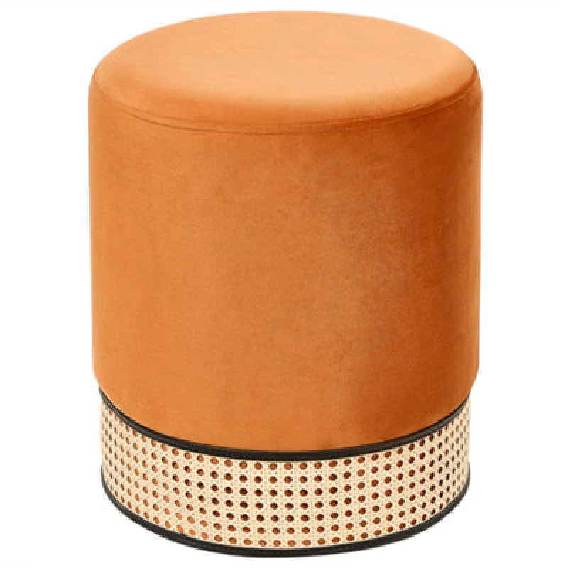 Image of Beliani Glam Pouffe Yankton Velvet Orange