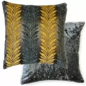 Image of Emma Barclay Willow Leaf Geometric Cut Chenille Cushion Cover, Ochre, 43 x 43 Cm