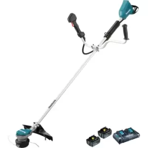 Image of Makita DUR368A Twin 18v LXT Cordless Brushless Brush Cutter 350mm 2 x 6ah Li-ion Charger