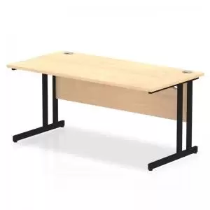 Image of Impulse 1600 x 800mm Straight Desk Maple Top Black Cantilever Leg