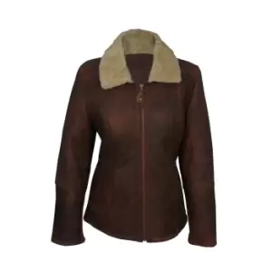 Image of Eastern Counties Leather Womens/Ladies Hillary Aviator Sheepskin Coat (8) (Brick Forest)