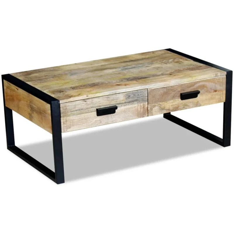Image of VIDAXL Coffee Table with 2 Drawers Solid Mango Wood 100x60x40cm Vidaxl 8718475993858