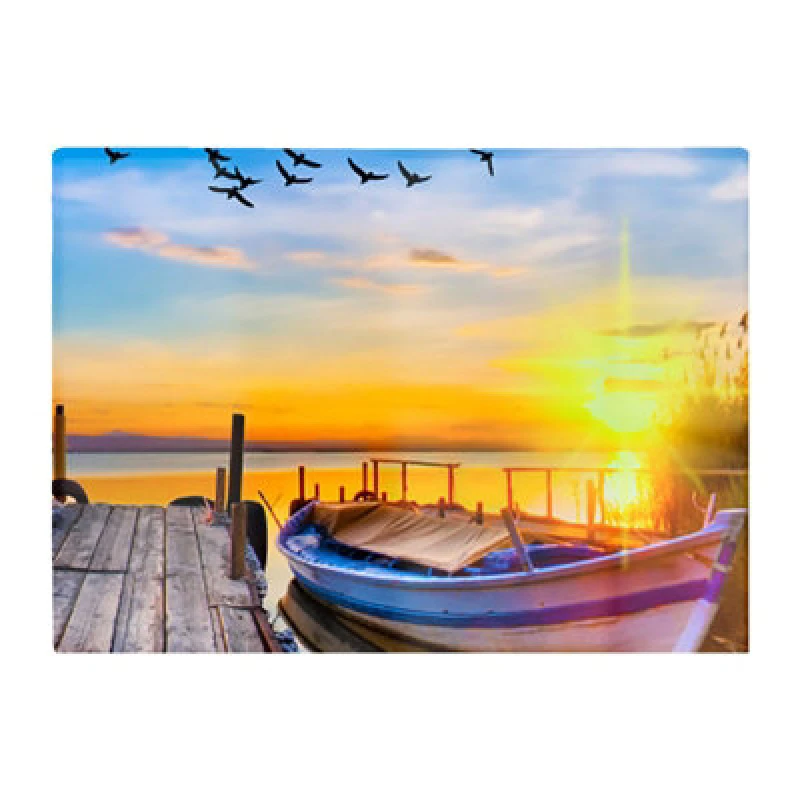Image of Warren Reed Designer Sunset Of Colours At The Lake Glass Chopping Board