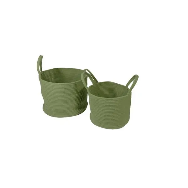 Image of Esselle Beckton 100% Cotton Baskets with Handle Olive Set Storage Baskets One Size Green 40787715000