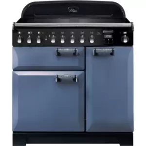 Image of Rangemaster Elan Deluxe ELA90EISB 90cm Electric Range Cooker with Induction Hob - Stone Blue - A/A Rated