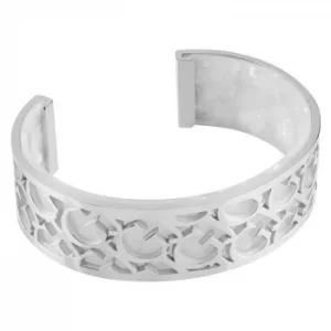 Image of Guess All About Logo Silver Tone Bangle