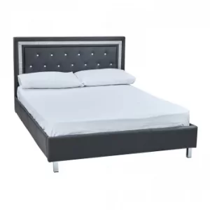 Image of Crystalle Grey Faux Leather Bed Grey