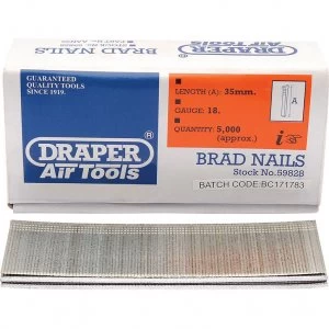 Image of Draper 18 Gauge Brad Nails 35mm Pack of 5000