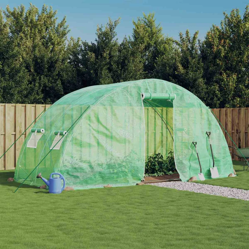 Image of vidaXL Greenhouse with Steel Frame Green 10 m 5x2x2.3 m, Green 364085