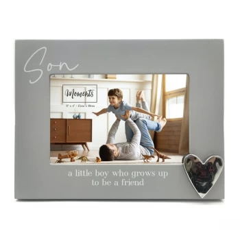 Image of Moments Wooden Photo Frame with Heart 6" x 4" - Son