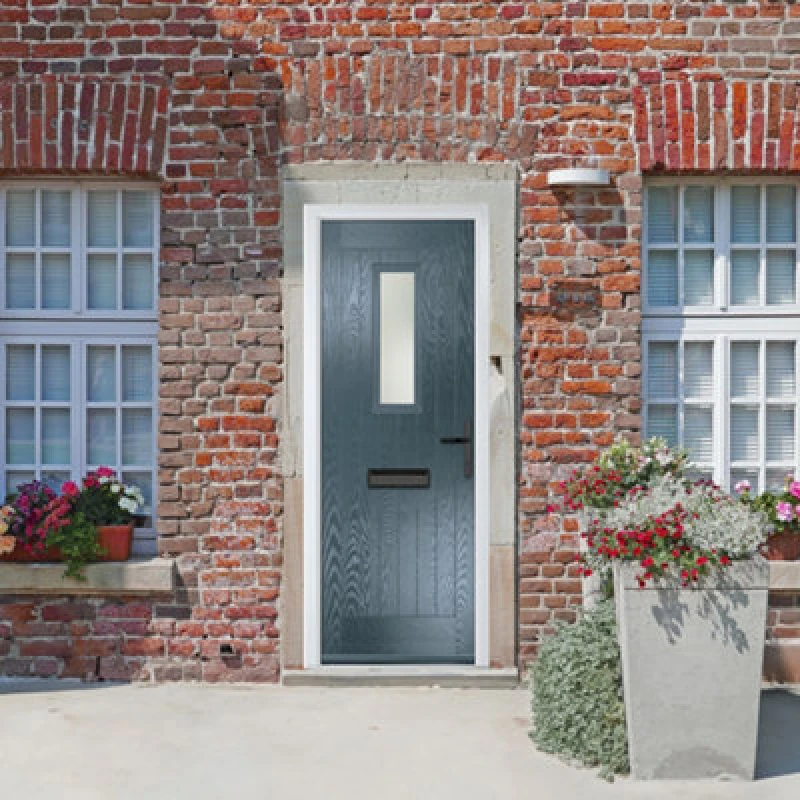 Image of Lacerta Composite Door Sunningdale 7015 Grey 920mm X 2090mm Open In Left Hand Obs Glass 10 Year Guarantee - Free Delivery & Smart Lock
