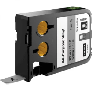 Image of Dymo 1868801 Black on Grey Label Tape 12mm x 7.5m