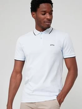 Image of Boss Paul Curved Logo Polo Shirt - Light Pastel Blue
