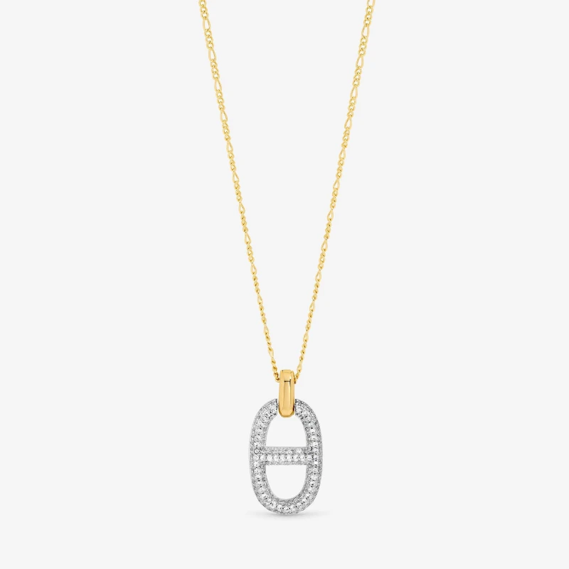 Image of Jon Richard 18K Gold Plated Two Tone Pave Link Necklace Pendant Necklaces One Size Gold 73395510000