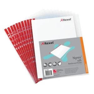 Image of Rexel Nyrex A4 Reinforced Side Opening Pockets Clear Pack of 25
