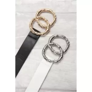 Image of I Saw It First Black & Cream & Cream Two Pack Hammered Double Circle Belt - Black