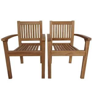 Image of Charles Bentley Stackable Wooden Garden Armchairs - Pair