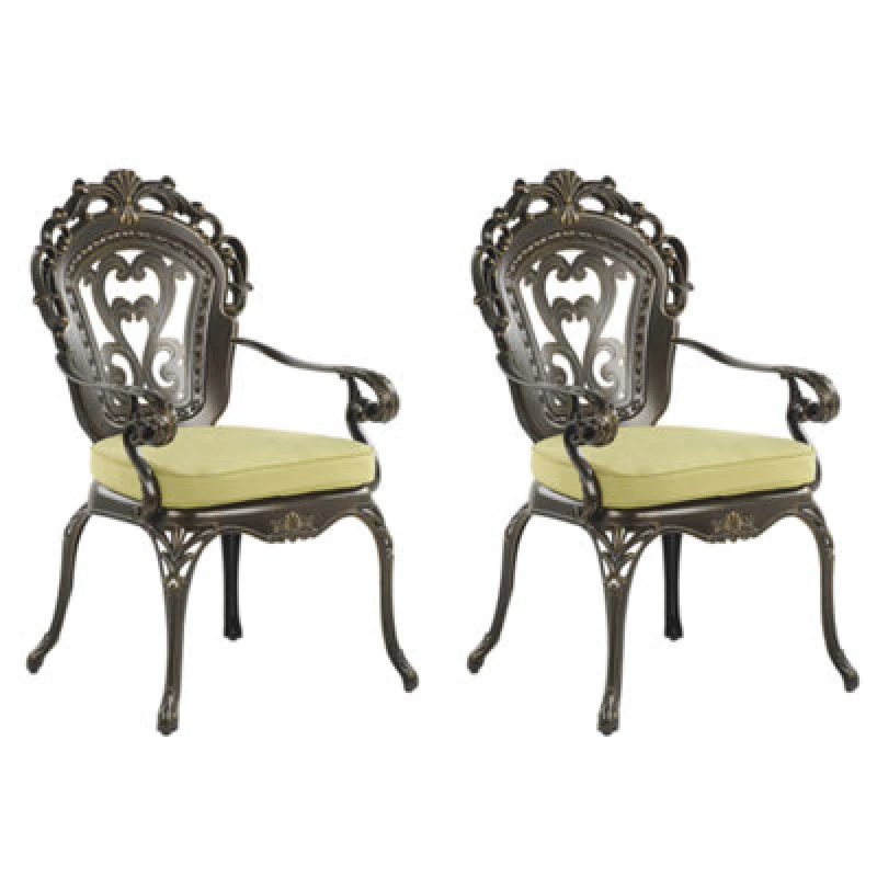 Image of Beliani Set Of 2 Garden Chairs With Cushions Sapri Metal Dark Brown