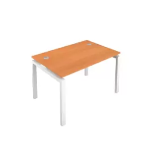 Image of Telescopic Sliding 1 Person Beech Bench with Cable Port - 1200 X 800 - White Frame