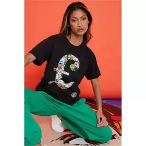 Image of I Saw It First Artist Collaboration Black D13ego Whoopsie Pop Art Graphic Oversized T-Shirt - Black