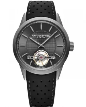 Image of Raymond Weil Freelancer Automatic Grey Dial Stainless Black Rubber Strap Mens Watch 2780-TIR-60001 2780-TIR-60001