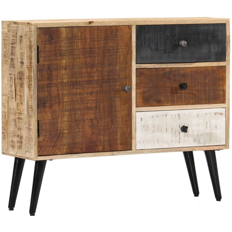 Image of vidaXL Solid Mango Wood Sideboard 3 Drawers and 1 Door Highboard Side Cabinet