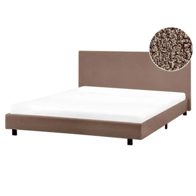 Image of Beliani Bed Boucle Albi 160 X 200 Cm (Eu King Size) Brown