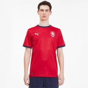 Image of PUMA Czech Republic Mens Home Replica Jersey, Chili Red Pepper/Peacoat, size Medium, Clothing