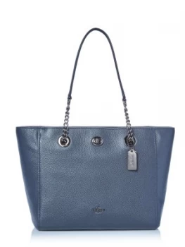 Image of Coach turnlock chain tote Blue