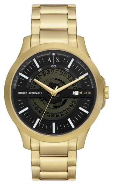 Image of Armani Exchange AX2443 Mens Black Dial Gold Stainless Watch