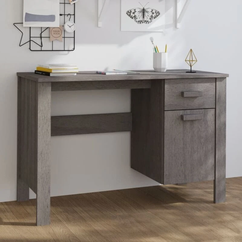 Image of VIDAXL Desk hamar Light Grey 113x50x75cm Solid Wood Pine Vidaxl 8720286818091