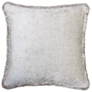 Image of Astbury Chenille Fringed Cushion Natural, Natural / 50 x 50cm / Polyester Filled