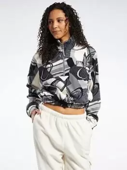 Image of Reebok Classics Winter Print Half-zip Sweatshirt, Blue, Size S, Women
