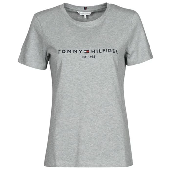 Image of Tommy Hilfiger TH ESS HILFIGER C-NK REG TEE SS womens T shirt in Grey - Sizes S,XL,XS