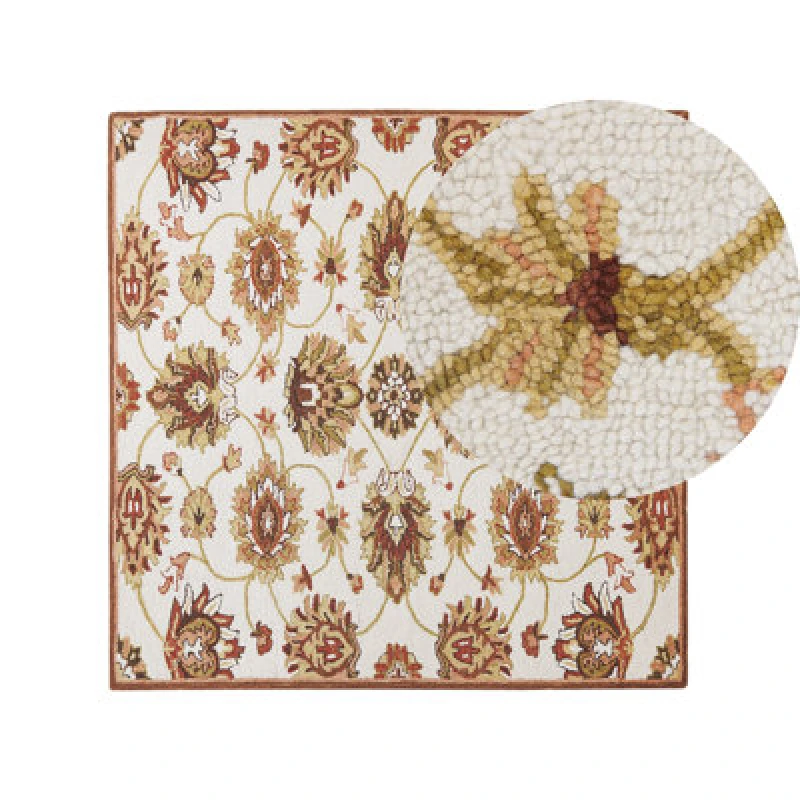 Image of Beliani Rug Ezine Beige 200 X 200 Cm Wool