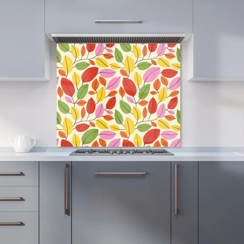 Image of Warren Reed - Designer Autumn Leaves Kitchen Splashback in Red Size: 700mm x 650mm Red Unisex 700mm x 650mm