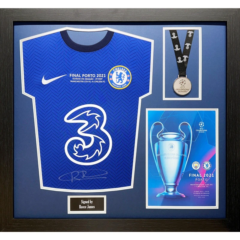 Image of AllStarSignings Ltd Reece James signed & framed Chelsea Champions Leag Blue unisex One Size