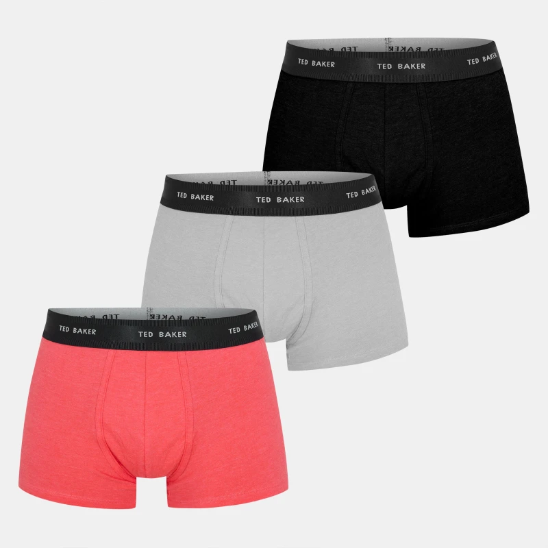 Image of Ted Baker TB 3 Pack Logo Boxer Briefs Mens Black/Grey male Small